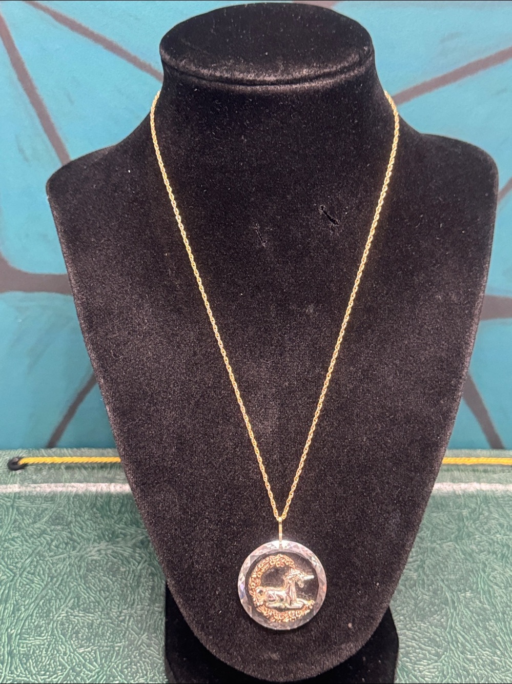 Hallmark Cards Inc. Crystal Horse Pendant Necklace Gold & Silver